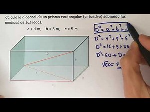Diagonal de un prisma rectangular por dos métodos (Pitágoras 3D vs Pitágoras 2D)