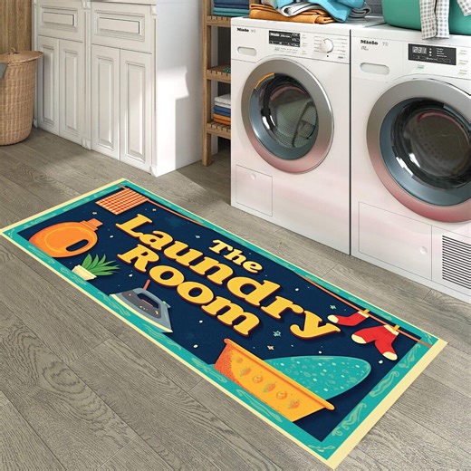 Vintage Farmhouse Laundry Room Rug: Non-slip Washable Carpet - Etsy