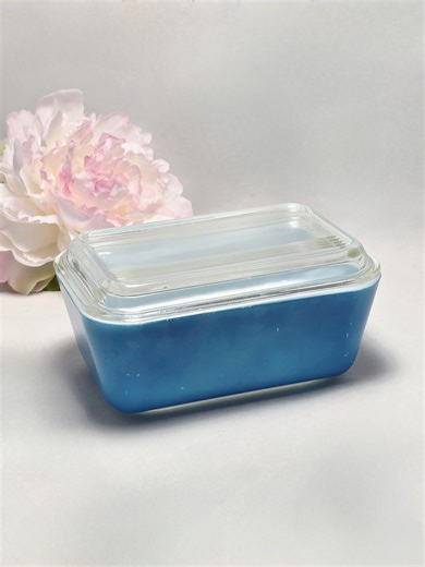 Pyrex Blue Rectangular Refrigerator Dish 502-B // Pyrex Storage Dish With Lid // Primary Color Pyrex - Etsy