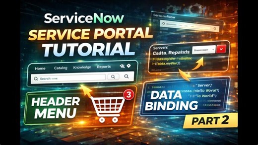 ServiceNow Service Portal Tutorial Part 2 | Header Menu, Cart Enable Data Binding | Ravi Gaurav