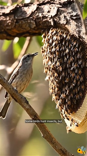 Bird vs Bee Swarm – A Dangerous Encounter 🐦🐝