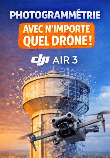 🎥 Photogrammétrie avec n’importe quel drone ! On pense souvent qu’il faut un drone spécifique ou très haut de gamme… 👉 En réalité, la photogrammétrie dépend surtout de la méthode, pas du drone. Ici, un DJI Air 3, 510 photos, alignement, maillage, puis textures pour reconstruire un château d’eau en 3D. Dans cette vidéo, je te montre comment un modèle 3D prend forme, en 3 étapes. #drone #photogrammetrie#DJIAir3 #dji #3d