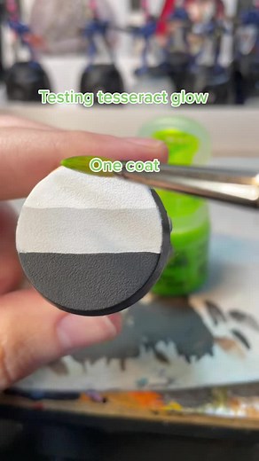 Testing out gw tesseract glow 🎨#paint #miniatures #green #tesseractglow #painting #twothincoats #spoontasticminis