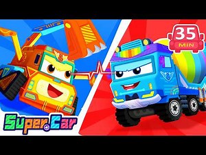 Skills Race Between Construction Vehicles! | Rescue Cartoons & Kids Cartoons | SuperCar