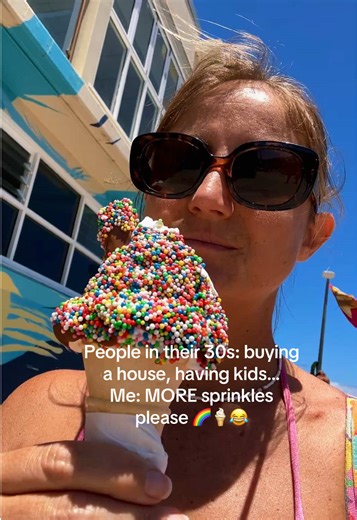 Enjoying Sprinkles on a Fun Beach Day