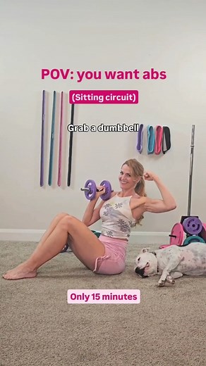 💖 GRAB THE WORKOUT 👇🏻 Only 15 minutes Who else loves a good SITTING ABS circuit?! 💁🏼‍♀️✨ This core workout features 3 killer moves in just 15 minutes! Perfect for a flatter belly! 💕 All you need is a dumbbell and a little space, whether you're at home or the gym! 🏡💪 💫 WORKOUT: Repeat 2-3 rounds, 30 seconds each exercise: Core Stabilizer Core Press Core Extension Want a 14-day FREE core routine? 🌸 Comment