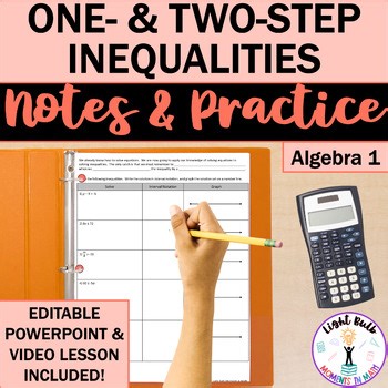 One-Step & Two-Step Inequalities Guided Notes, Practice Worksheet, Video Lesson