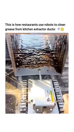 Using a robot to clean grease from a restaurant's kitchen extractor duct is a modern solution to an ongoing problem. The grease buildup in these ducts can create fire hazards, unpleasant odors, and airflow issues. A robot designed for this task typically consists of specialized cleaning tools, cameras, and sensors, allowing it to navigate the complex and narrow ductwork without human intervention. Follow 👉 @explainingeverythings #robot #cleaning #technology