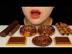 Asmr eating ASMR Chocolate Feast 🍩 Donuts, Wafer & Rolled Chocolate Sounds!