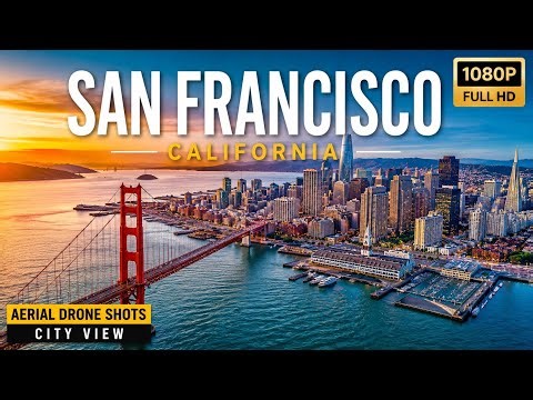 San Francisco California 🇺🇸 City View Aerial Drone Shots 1080p | Golden Gate & Skyline Views