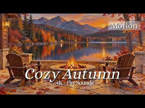 Escape to the Lake: Cozy Autumn Campfire | 4K Screensaver