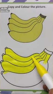 Easy Banana Drawing and Coloring for Kids | Copy and Colour Banana Picture