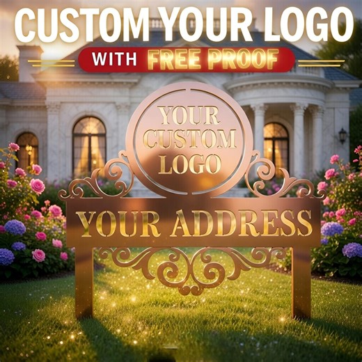 Personalized House Number Sign, Custom Business Logo Metal Wall Art, Luxury Estate Name Plate, Modern Address Sign
