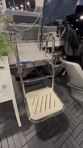Check out the swim seat on the pontoon from Harris Boats that is on display here at the Fort Lauderdale International Boat Show | Pontoon & Deck Boat magazine
