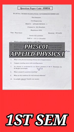 Applied Physics I(PH25C01)#annauniversity #ph25c01 #appliedphysics1 #physics #regulation2025 #r2025