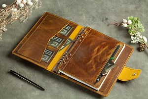 Personalized Leather Ring Binder, Leather Planner, Leather Journal A5, Corporate Gifts, Ring Binder, Refillable Journal, Gift for Employees - Etsy