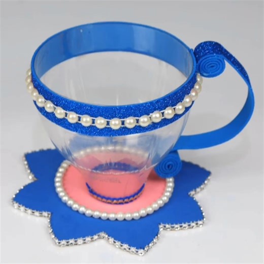 Decorative Cup From Plastic Bottle ☕#diy #plasticbottlecraft #handmade #shorts