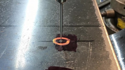 Using a Starrett center finder (wiggler) to accurately find the center of punch marks. Once you get near center, gently touch the punch mark with the center, watching it to “pull” to one side or the other. Make small adjustments to the X&Y as needed until you don’t see anymore movement. If you do it correctly you should be within .005” 👊🏻 | Abom79