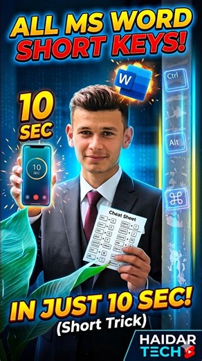 Find Ms Word All Shortcut Key | Short Trick | Haidar Tech | #learning #microsoft #excel #anime