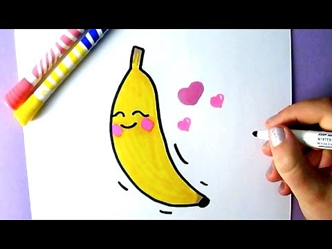 CUTE FOOD : HOW TO DRAW A CUTE BANANA | EASY DRAWING