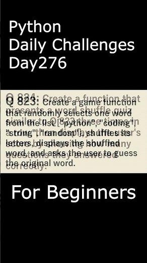 Python Daily Challenges Day276 For Beginners #programming #python #beginnersstitch