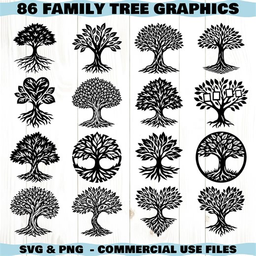 Family Tree Svg & Png Bundle for Cricut and Laser Engrave Personalized Family Decor Instant Downloads - Etsy