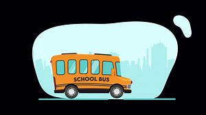 Download School Bus Cartoon Animation For Explainer Video - Education Transportation Concept.  Flat Cartoon Style - Transparent for free