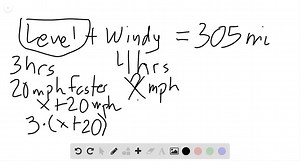 SOLVED:A bus traveled on a level road for 3 hours at an average speed 20 miles per hour faster than it traveled on a winding road. The time spent on the winding road was 4 hours. Find the average speed on the level road if the entire trip was 305 miles.