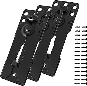 3 Pack Sectional Couch Connector with Screws, Heavy Duty Sofa Alligator Clamps Couch Connector for Sliding Sofas, Keep Your Sectional Sofa Together, Easy Installation (Black)