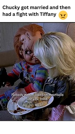 MoviezBombard on Instagram: "Chucky got married and then had a fight with Tiffany 😠 Movie 🎥: Bride of Chucky In Lockport, New York,[8] Tiffany Valentine, Chucky's ex-girlfriend and accomplice, bribes police officer Bob Bailey into selling her Chucky's remains. After murdering Bailey, she repairs the doll in her trailer and performs a voodoo ritual to revive him. Chucky later springs to life and kills Tiffany's goth admirer, Damien Baylock, much to her delight. Soon after, the couple get into a