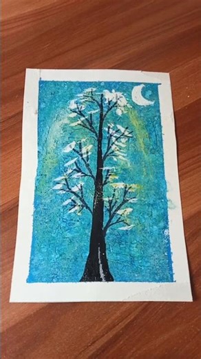 Magical Winter Tree Painting ❄️✨ #WinterPainting #ArtShorts #SnowyTree #paintingart #art #viral