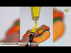 How to Draw a Hot Dog 🌭Cute Food Art Easy