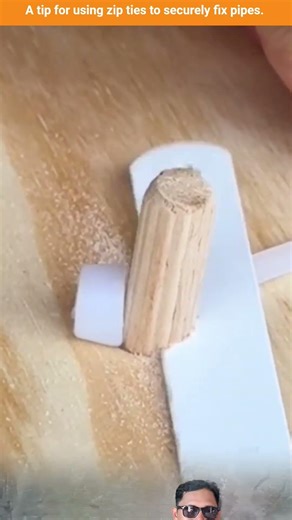 A tip for using zip ties to securely fix pipes.