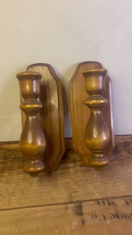 Vintage Wooden Wall Candle Sconces Pair | Turned Wood Wall Decor | Farmhouse Rustic Wall Accent - Etsy