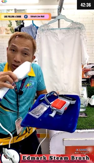 4.9K views · 23 reactions | Effortless Ironing Made Simple with the Edmark Steam Iron Brush! Watch as it effortlessly tackles wrinkles, making ironing a breeze. ✨ #EdmarkIronBrush #SteamIroningMagic | Edmark Live Mall | Facebook