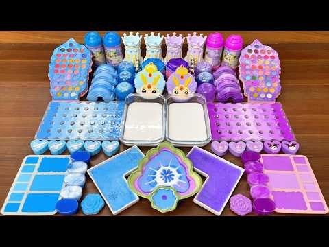Satisfying slime mixing ASMR – Blue vs purple glossy magic mix