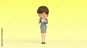 3D animation - Animation of a business woman of the victory pose.
