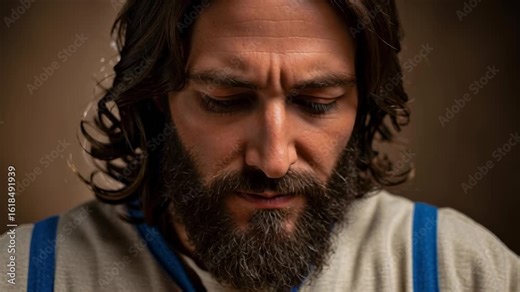 Man breaking bread ceremony, religious symbolism in biblical times. Jesus Christ discipleship and spiritual communion footage. Stock Video