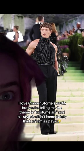 Connor not being draped in a white sheer type outfit, half painted as a statue with white eye contacts? Loss of my life. He still looks amazing though😛🧎🏼‍♀️ #fyp #metgala #connorstorrie #metgala2026 #foryou