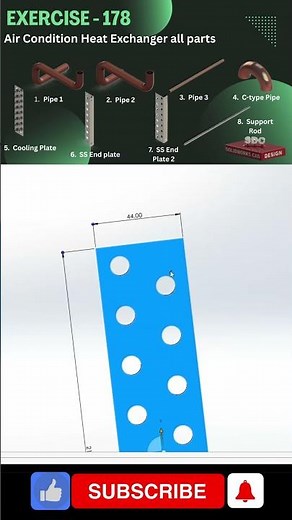 Solidworks CAD Design Exercise 178 Air Condition Heat Exchanger All Parts Shorts in Solidworks