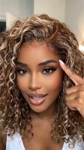UNice 7x5 Bye-Bye Slip™ Lace Honey Blonde Highlights Voluminous Curly Bob Wig