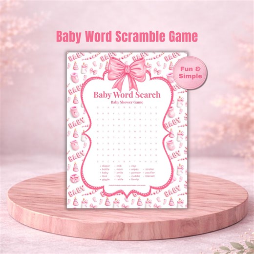 Baby Word Scramble Game Printable, Baby Shower Word Scramble, Editable Canva Template, Instant Download, Answer Key Included - Etsy