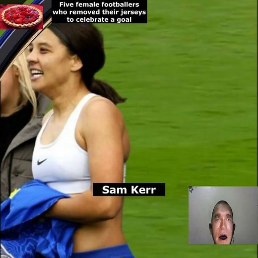 Five female footballers who removed their jerseys to celebrate a goal