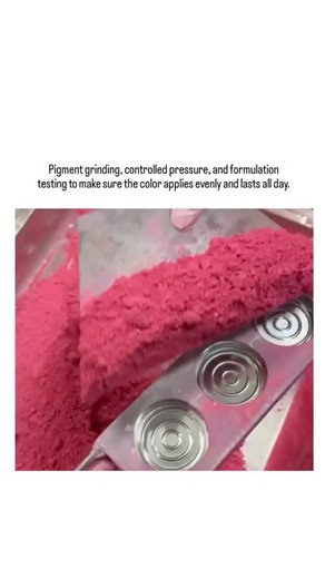 universe_decode on Instagram: "The video depicts the hands-on lipstick manufacturing process, where workers grind vibrant pink pigment powder and apply controlled pressure into circular molds to achieve even distribution and durability, aligning with industry standards using tools like scrapers and triple-roll mills for pigment dispersion. Shared by @grinndey on 4 January 2026, the post has amassed over 3 million views and nearly 2,000 likes, underscoring the viral appeal of behind-the-scenes co