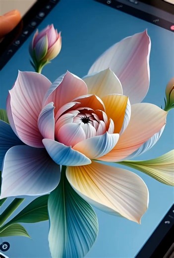 Simple sketch → AI magic 🌸 Colors flow, 3D flower blooms! So satisfying 🤤 #aiart #fyp #satisfying