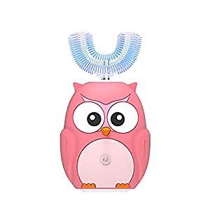 Kids U Shaped Electric Toothbrush, Ultrasonic Automatic Whitening Massage Toothbrush for Kids with 3 Cleaning Modes,Cute Cartoon Children's Toothbrush.(Color:Pink Size:2-6 Years)