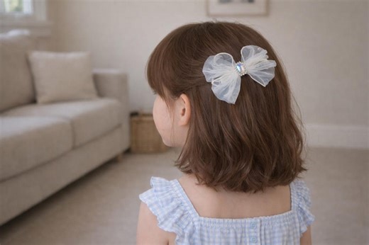 Princess Tulle Bow Hair Clips Set of 2, Sparkly Crystal Girls Barrettes - Etsy