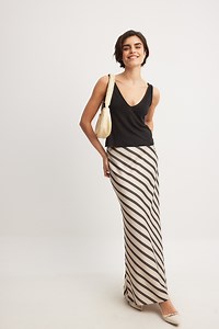 Mermaid Shape Maxi Skirt Stripe