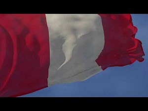 Waving flag and National Anthem of Peru (Marcha Nacional del Perú)
