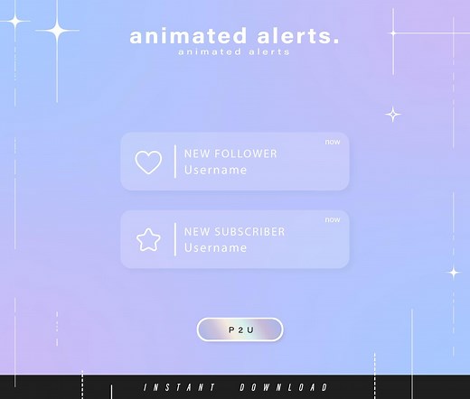 6x Animated Notification Alerts - Animated Alerts for Twitch - Aesthetic Alerts - Cute Animated Alerts for Stream - Twitch - Stream - Etsy